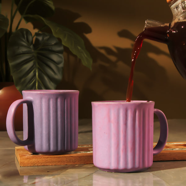 Lilac Striped Ceramic Coffee Mug