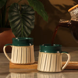 Black Striped Large Ceramic Mug