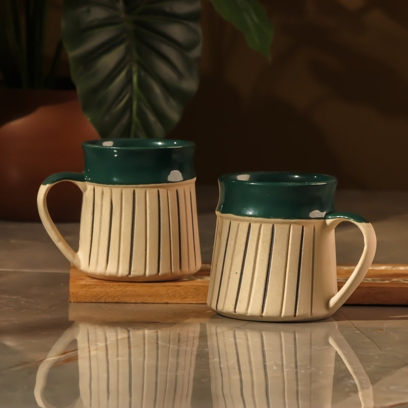 Black Striped Large Ceramic Mug