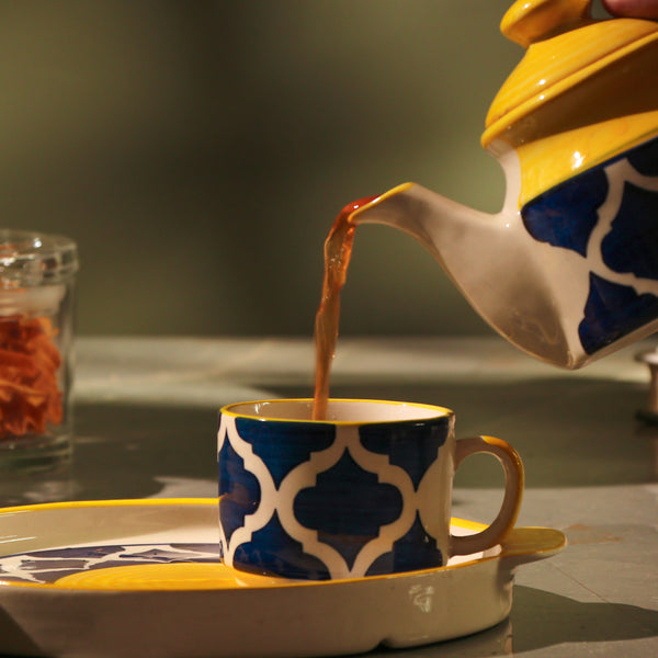 Blue & Yellow Moroccan Ceramic Tea Set