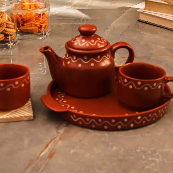 Terracotta Finished Ceramic Tea Set
