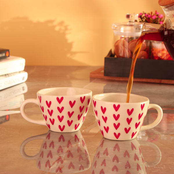 Heart Ceramic Tea Cup and Saucer