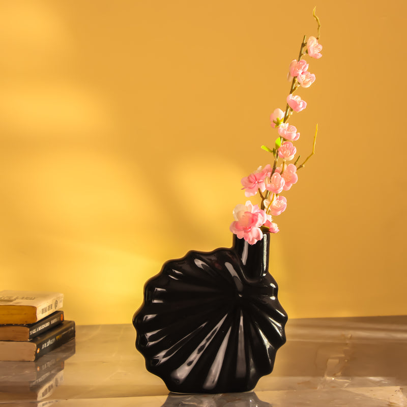 Flower Ceramic Vase- Black