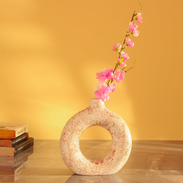 Brown Swatched Donut Ceramic Vase