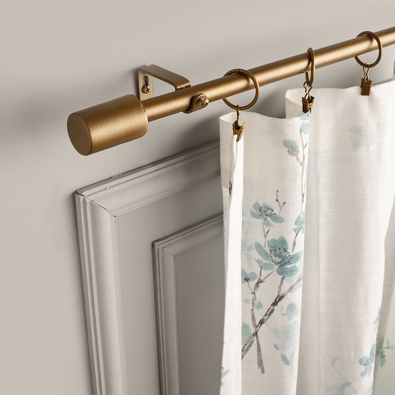 Golden Matte Finial Extendable Single Curtain Rod Gold 19MM (Hardware Included)