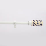 Handpainted Cylinder Ceramic Finial Extendable Curtain Rod White 19MM (Hardware Included)