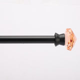 Coral Glass Bloom Finial Extendable Curtain Rod Black 19MM (Hardware Included)