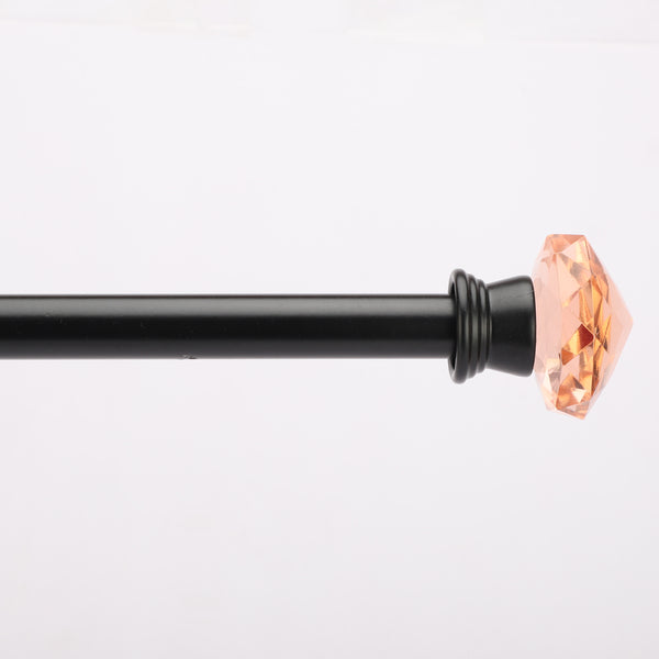 Coral Glass Bloom Finial Extendable Curtain Rod Black 19MM (Hardware Included)