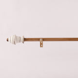 White Distressed Vintage Wooden Finial Extendable Single Curtain Rod Beige 19MM (Hardware Included)