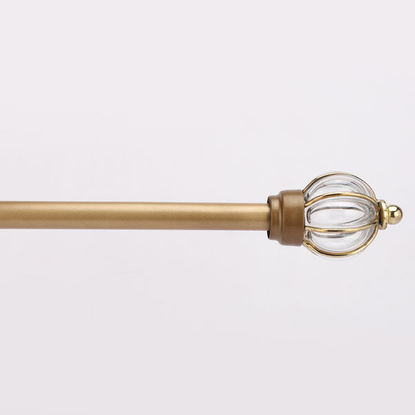 Glass Metal Royal Finial Extendable Curtain Rod Gold 19MM (Hardware Included)