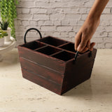 Wooden   Cutlery   Caddy(Big)-  Burnt Wood