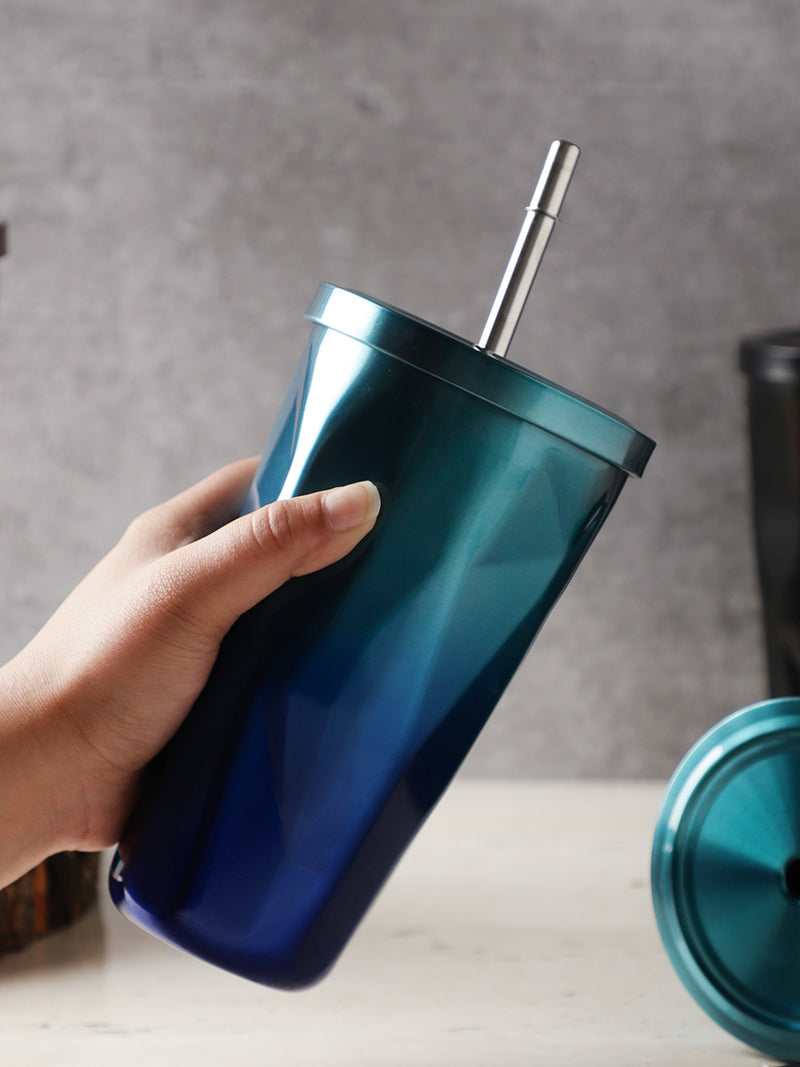 Stainless Steel Diamond SS Tumbler- Blue