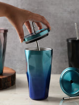 Stainless Steel Diamond SS Tumbler- Blue