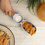 Ceramic Chip & Dip Serving Bowl- Blue