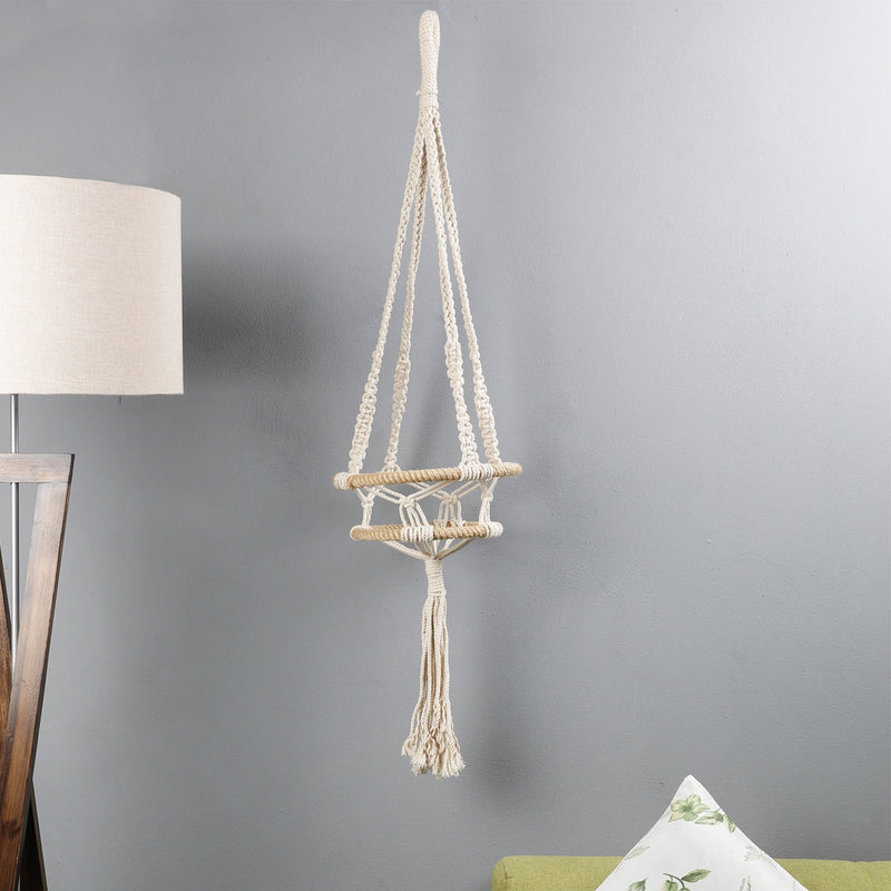 Macrame Bohemian Hanging  Planter- White