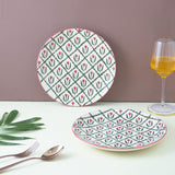 Tropical Print Ceramic Dinner Plates- Set of 2