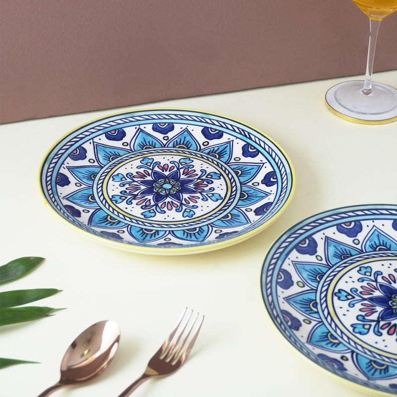 Ceramic Blue Mandala Dinner Plates- Set of 2