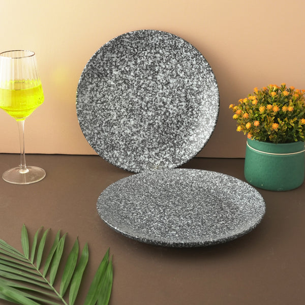 Marble Finished Ceramic Dinner Plates- Set of 2