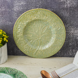 Ceramic Leaf Imprint Platter- Green