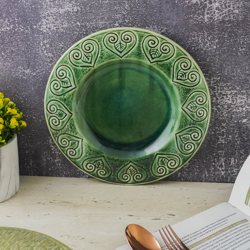 Ceramic Embossed Print Platter- Green