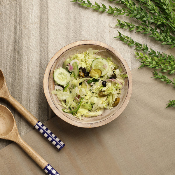 Wooden Salad Bowl Distressed   White