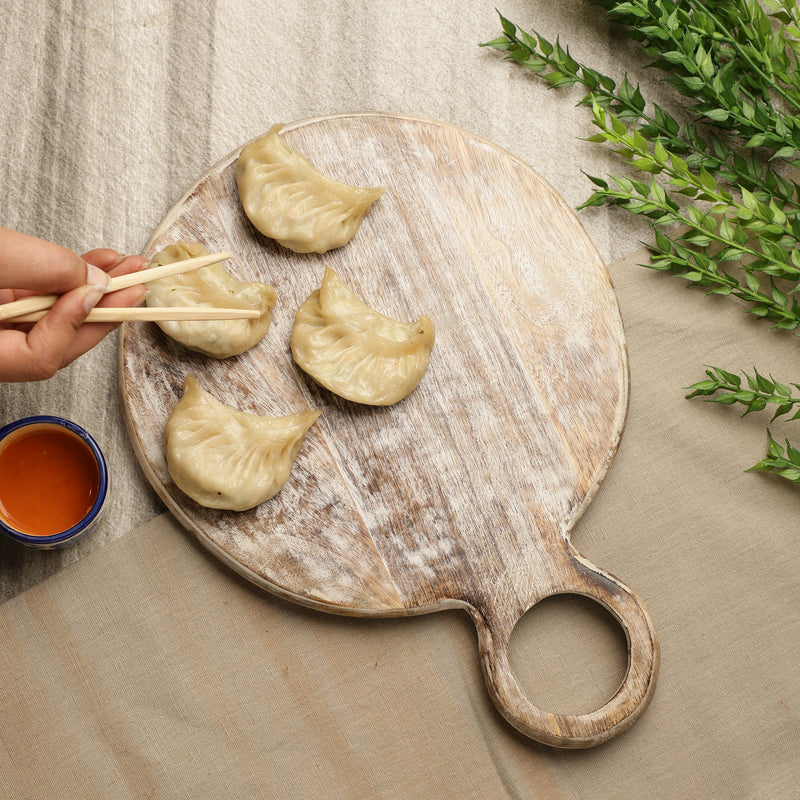 Wooden Serving Platter  Distressed   White