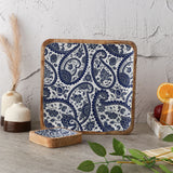 Square Dip Bowl Platter- Royal Blue Paisley