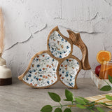 Wooden Tri Leaf Serving Platter - Spring Meadow