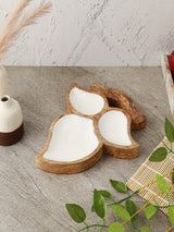 Wooden Tri Leaf Serving Platter - White