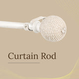 Beaded Finial Extendable Curtain Rod White 19MM (Hardware Included)