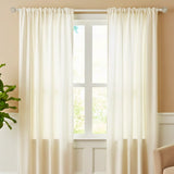 Beaded Finial Extendable Curtain Rod White 19MM (Hardware Included)