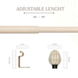 Tusky Bone Finial Extendable Curtain Rod Beige 25MM (Hardware Included)