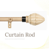 Tusky Bone Finial Extendable Curtain Rod Beige 25MM (Hardware Included)