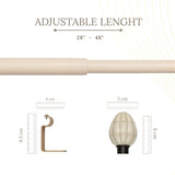 Tusky Bone Finial Extendable Curtain Rod Beige 25MM (Hardware Included)