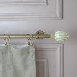 Tusky Bone Finial Extendable Double Curtain Rod Gold 19MM (Hardware Included)