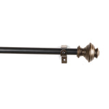 Typho Brass Metal Finial Extendable Curtain Rod Black 19MM (Hardware Included)