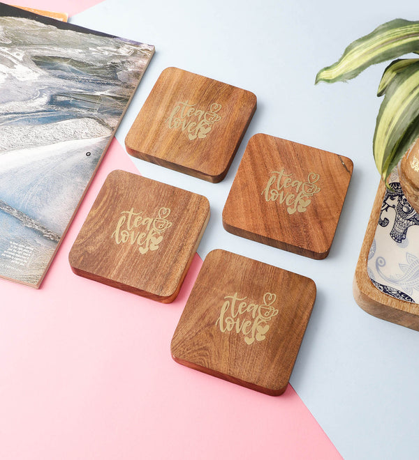 Natural Wood Coaster- Set of 4