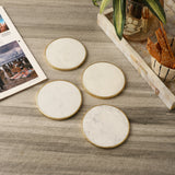 Gold Rim Marble Coaster- White (Set of 4)