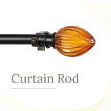 Lotus Bud Finial Extendable Curtain Rod Black 25MM (Hardware Included)