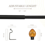 Lotus Bud Finial Extendable Curtain Rod Black 25MM (Hardware Included)