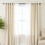 White Bloom Finial Extendable Curtain Rod Black 19MM (Hardware Included)