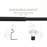 White Bloom Finial Extendable Curtain Rod Black 19MM (Hardware Included)