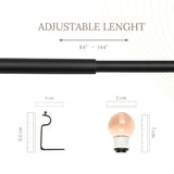 Coral Glass Finial Extendable Curtain Rod Black 19MM (Hardware Included)