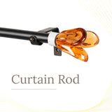 Brown Tulip Finial Extendable Curtain Rod Black 19MM (Hardware Included)