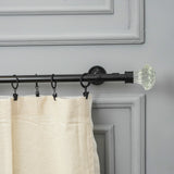 White Bloom Finial Extendable Double Curtain Rod Black 19MM (Hardware Included)