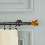 Brown Tulip Finial Extendable Double Curtain Rod Black 19MM (Hardware Included)