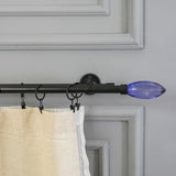 Blue Bud Finial Extendable Double Curtain Rod Black 19MM (Hardware Included)