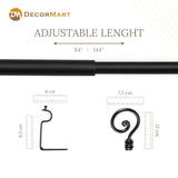 Spiral Metal Finial Extendable Curtain Rod Black 19MM