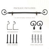 Spiral Metal Finial Extendable Curtain Rod Black 19MM