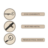 Spiral Metal Finial Extendable Curtain Rod Black 19MM